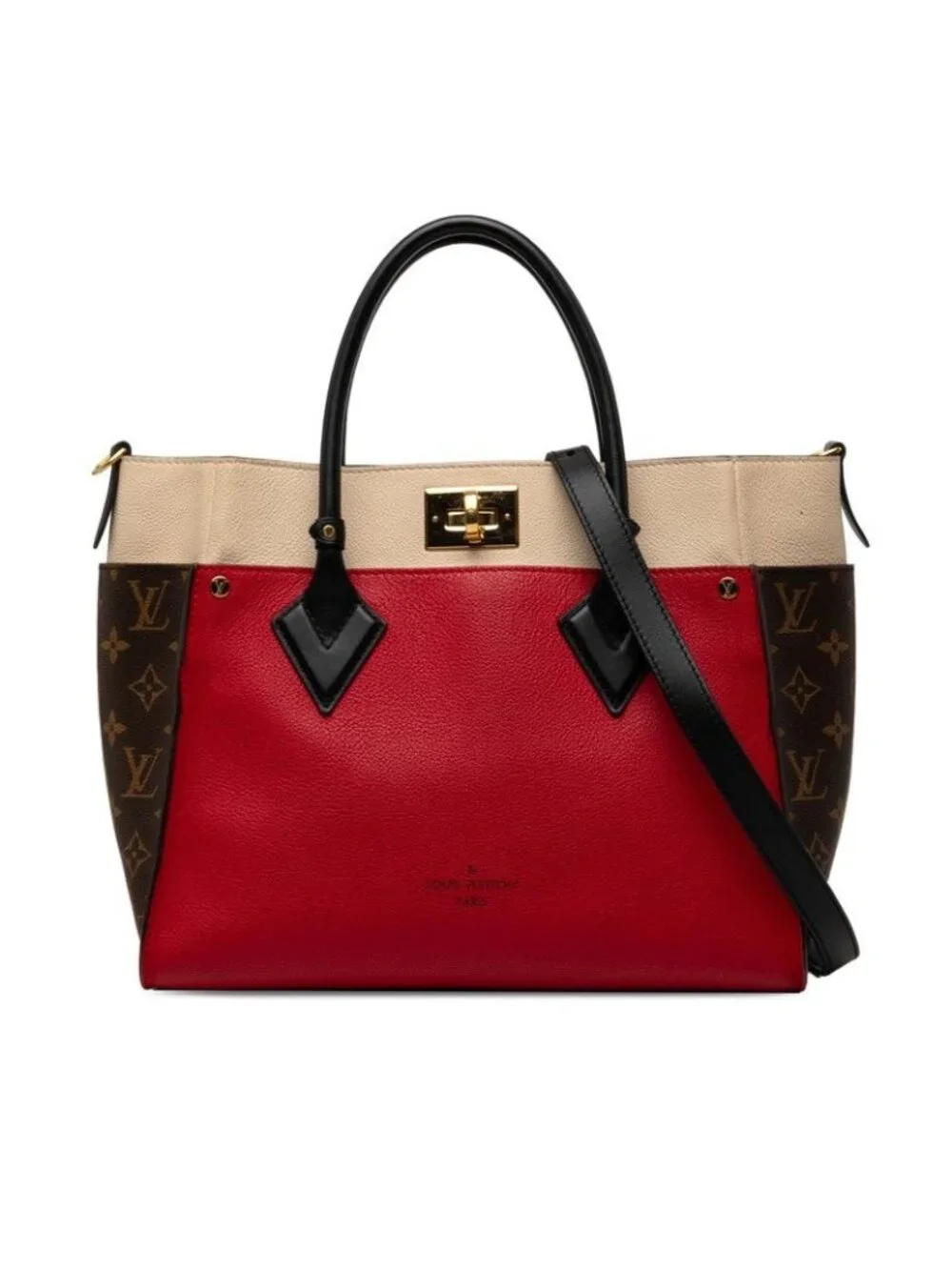 Louis Vuitton Monogram on My Side MM 2-Way Shoulder Bag Rouge Rabbit Brown
